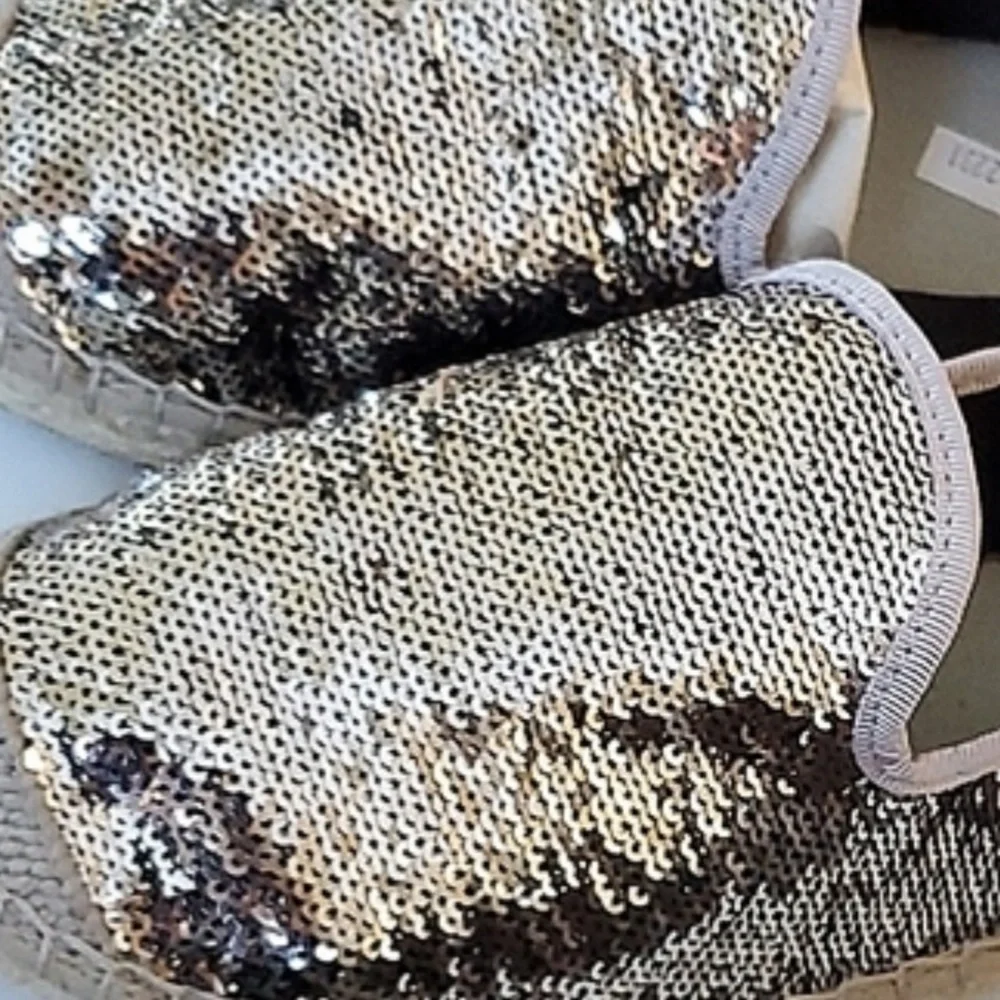 Vidorreta glitter gold silver espadrille size 39 made in Spain US 9